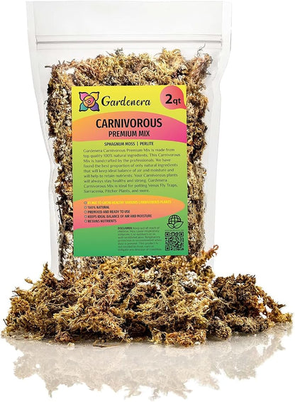 Gardenera Sphagnum Moss Potting Mix for Carnivorous Plants - 10 Quart - Moss and Perlite Blend for Potting Venus Fly Traps, Sarracenia, Pitcher Plants (2 Bags of 5QT)