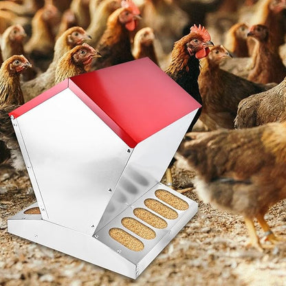 Chicken Coop Feeder Feeder Large Capacity Galvanized Heavy Duty Container Coop Accessories Outdoor Feeding Equipment