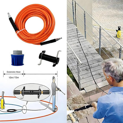 5800PSI/400Bar Ultra Flexible Pressure Washer Hose for Bosch Home Cleaning, 5M-30M High Pressure Extension Tube with Quick-Connect Adapter,(Red/Blue/Yellow/Green/Grey/Orange/Light Blue)(Orange,16FT)
