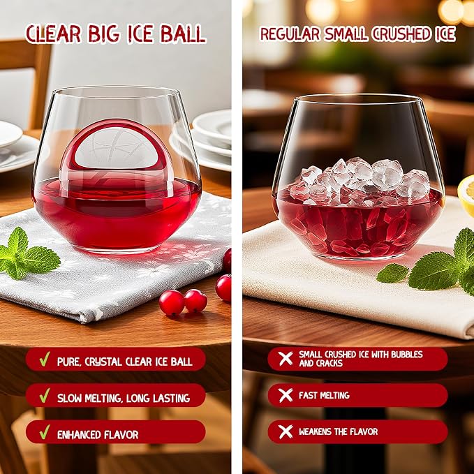 Clear Ice Ball Maker,8 Cavity Ice Sphere Mold for Whiskey,1.94" Whiskey Ice Ball Mold,Idea Gifts for Dad Boyfriend Boss Men who Have Everything