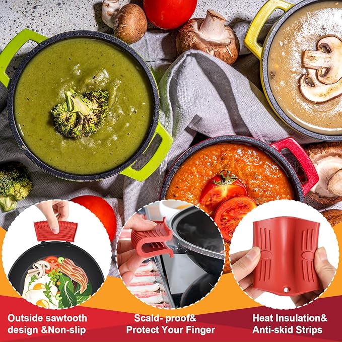10Pcs Cast Iron Handle Cover, Silicone Pot Holders | Non-Slip Heat Resistant Cast Iron Skillet Covers Potholder for Frying Pans and Griddles Kitchen Supplies under 400℉