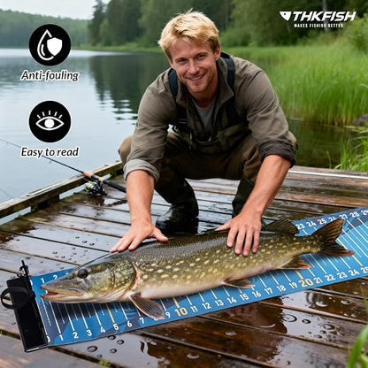 THKFISH 53in Portable Waterproof Fishing Ruler with Measuring Board | Folding Fish Ruler, Roll Up Fish Measuring Tape for Boat, Kayak, Coolers, Yacht and Workbench 53 *7.5"-1pcs/59 * 3.15"-2pcs