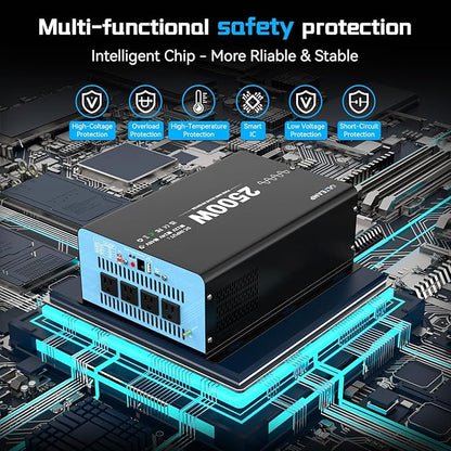 New 48V 2500 Watts Pure Sine Wave Inverter, 48V DC to 110V AC Power Inverter with 4 AC Outlets, USB Port, Type-C Port for Truck, Vehicle, Power Outage, Remote Control with LCD Screen