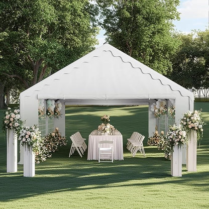 GREEN PARTY 16x20FT Party Tent Heavy Duty, Large Wedding Event Shelters with 3 Carry Bags & Removable Sidewalls, Outdoor Canopy Gazebo Commercial Tent for Carport Camping Garden Patio