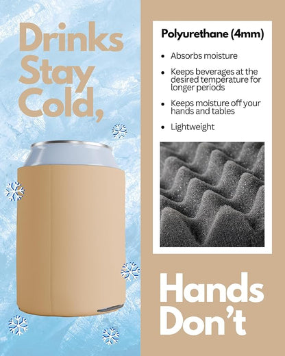 PartyPrints 200 Pack Peach Blank Can Cooler Sleeves, Customizable Bulk Insulated Foam for Beer, Collapsible Plain Drink Holder, Cold Soda Insulator, 12oz Regular, 16oz Tall Cans