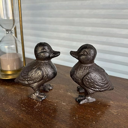 Rust Brown Cast Iron Duck Figurine（3.6" Tall） - Single Piece Vintage Style Decorative Ornament for Home, Garden, Shelf Decor HC6905