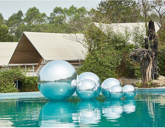 Generic Big Shiny Balls Giant Inflatable Mirror Balls for Events & Decor - Party, Advertising, Shows, Stage Decoration - Hanging & Standing-Various Sizes & Colors - Silver (0.9m/2.95ft)