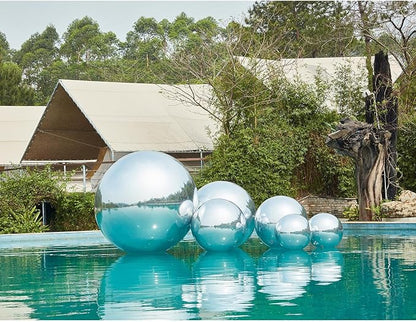 Generic Big Shiny Balls Giant Inflatable Mirror Balls for Events & Decor - Party, Advertising, Shows, Stage Decoration - Hanging & Standing-Various Sizes & Colors - Silver (0.9m/2.95ft)