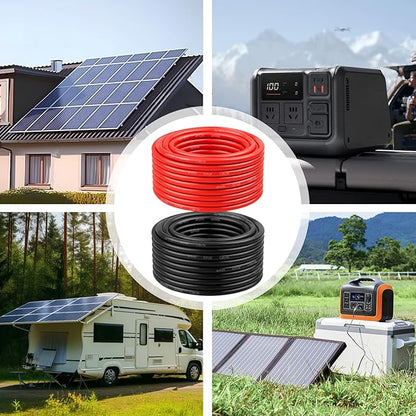 8 AWG Solar Cable 200FT Red + 200FT Black Tinned Copper Wire, 8 Gauge Solar Panel Wire for RV, Automotive, Trailer, Marine, Outdoors