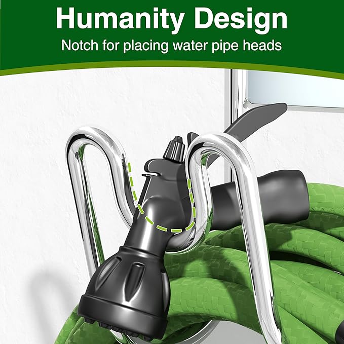 Stainless Steel Garden Hose Holder - Silver SS304 Water Hose Holder - Wall Mounted Hose Hanger Heavy Duty for Water Hose Extension Cords Vacuum Hose, Anti-Rust (1 Pack)