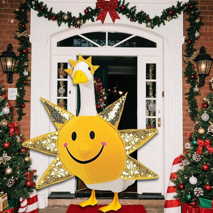Sun Porch Goose Outfit Fits for Large 23" High Cement or Plastic Goose Statue, Yard Goose Cloths with Smiley Face Decor for Outdoor Lawn Gaden Patio in Winter
