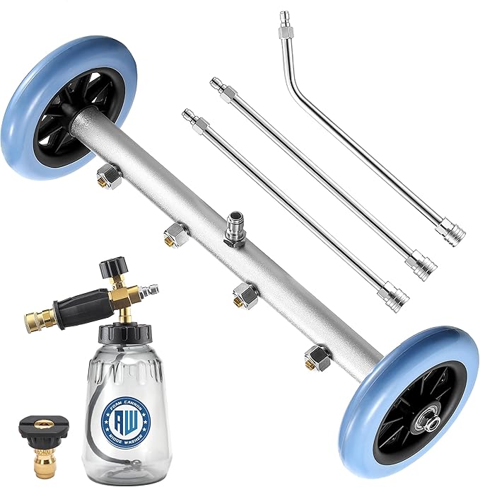 RIDGE WASHER Pressure Washer Undercarriage Cleaner, 16 Inch Undercarriage Washer with Foam Cannon, Under Car Cleaner with Straight Extension Wand, 4000 PSI