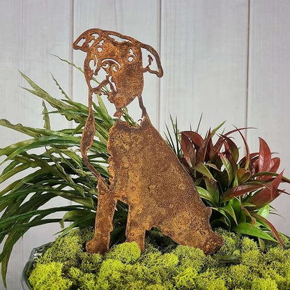 Corten Steel American Pit Bull Terrier Dog Silhouette Yard Stake (Small)