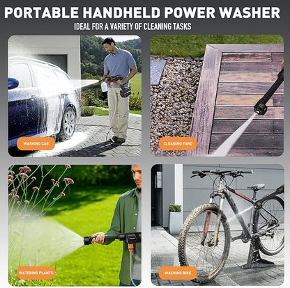 Portable Pressure Washer, 900PSI Cordless Power Washer, Portable Power Washer with 2 Batteries, 6-in-1 Nozzle, Handheld Pressure Washer for Car/Floor/Garden