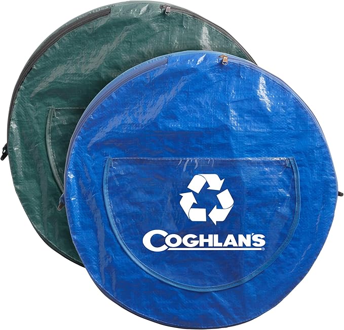 Coghlan's Pop-Up Lightweight Trash & Recycle Can – Collapsible Dual-Purpose Bin for Camping, RV, and Travel – Durable, Compact, and Easy to Store – 29.5 Gallon