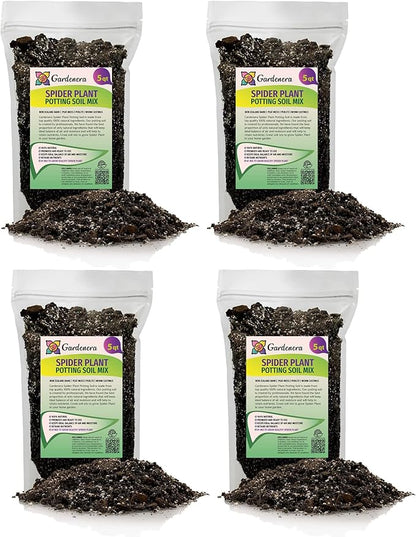 GARDENERA Premium Spider Plant Potting Soil Mix (4 Bags of 5 Quart)