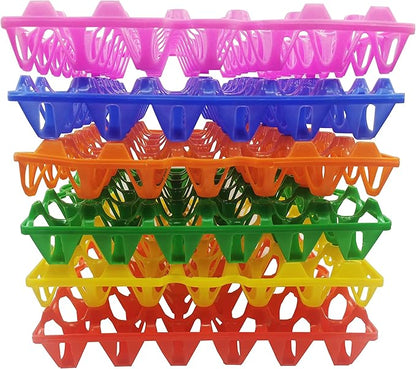 6-Pack Farm Products Chicken Plastic Egg Trays Egg Racks Egg Crate Duck 30 Egg Setting Tray Egg Flats for incubating Carton Transport Poultry Crate (6-Pack Colorful), 11.4 X11.4
