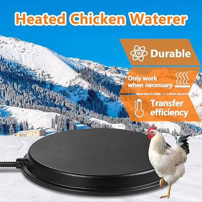 Poultry Chicken Water Heater - Water Heater Base for Winter, for Plastic/Metal Poultry Waterer, Thermostatically Controlled Heated Waterer for Chickens 80W,Chicken Coop Accessories