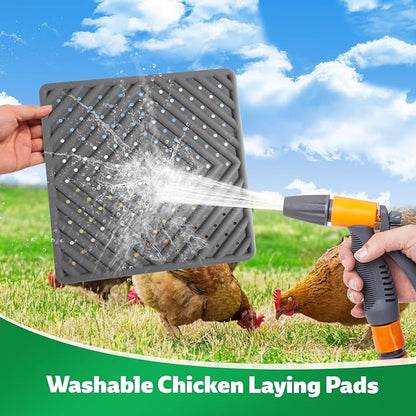Chicken Nesting Pads for Chicken Coop, Washable Laying Pads for Nesting Box, Reusable Hen Nesting Box Pads for Coop Bedding, Soft Silicone Material, Easy to Clean, 12" x 12", Grey, 5 Pack
