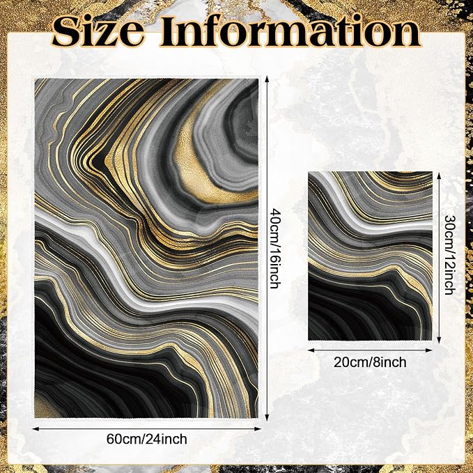 Boyiee Set of 6 Marble Kitchen Towels Gold Black Marble Tea Dish Towels 24 x 16 Inches Modern Absorbent Hand Washcloths Housewarming Gifts for Farmhouse Kitchen Bathroom Decorations