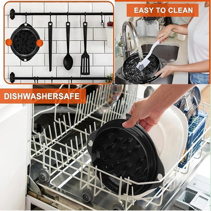 Chicken Shredder Tool Twist Pro - Large Meat Shredder for Chicken Breast, Pulled Pork, Beef with Upgraded Stainless Steel Spikes Wall Mounted Design BPA-Free Kitchen Essentials Gadgets (Orange/Black)