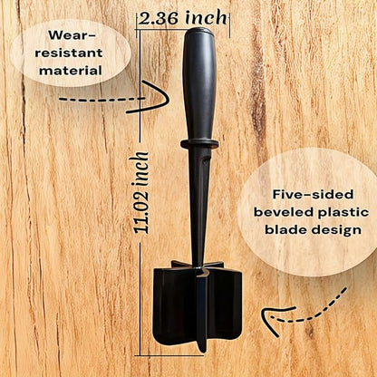 Meat Chopper, Hamburger Grinder, Premium Heat Resistant Masher for Ground Beef, Burger Grinder, Potato Masher, Nylon Potato Mix Tool, Safe, Non-Stick, Mix and Chop Kitchen Tool - Black