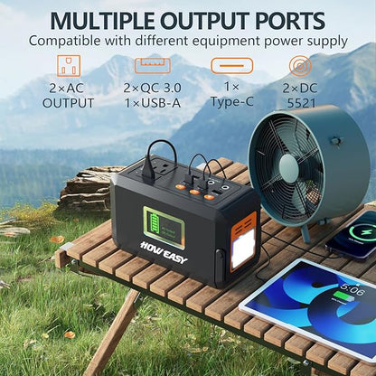HOWEASY Solar Generator 120W(240W Peak), Portable Power Station with 30W Solar Panel,Power Bank with 110V AC Outlet for Camping, Home, Outdoor Emergency