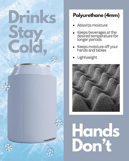 PartyPrints 25 Pack Frost Blank Can Cooler Sleeves, Customizable Bulk Insulated Foam for Beer, Collapsible Plain Drink Holder, Cold Soda Insulator, 12oz Regular, 16oz Tall Cans