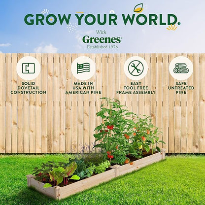 Greenes Fence Original Pine Raised Garden Bed, 2' x 8' x 7" - Made in USA with American Pine