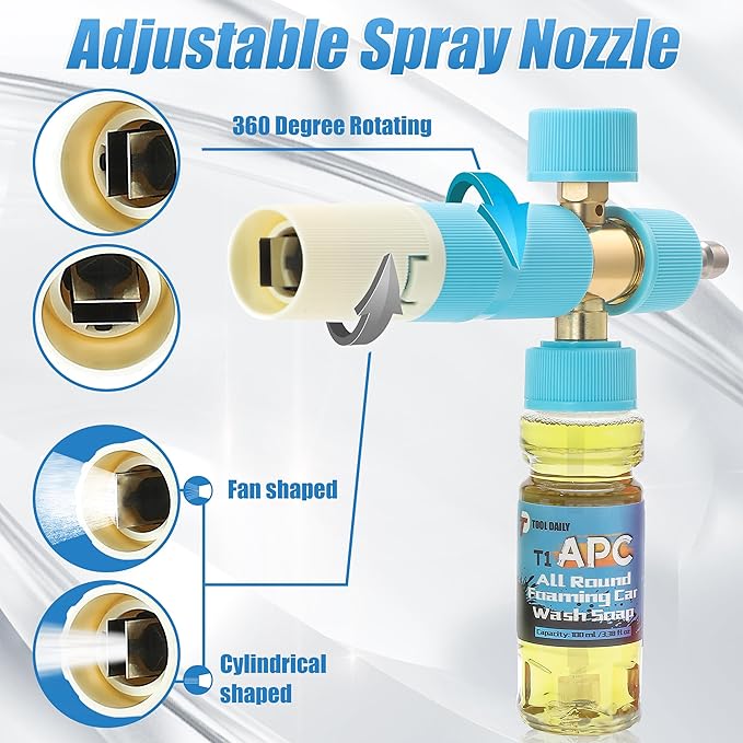 Tool Daily Original Soap Foam Cannon for Pressure Washer, 20 Pack Foaming Car Wash Soap, 5 Power Washer Nozzle Tips, 1/4 Inch Quick Connect