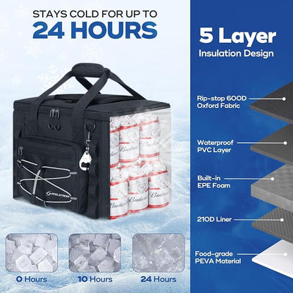 Maelstrom 30/40 Can Soft Cooler Bag, Leakproof Insulated Ice Chest | 24h Cold (With Ice), 5-Layer Insulation, Multi-Pockets ,Lightweight,Perfect For Camping, Beach, Hiking, Kayaking, Road Trips
