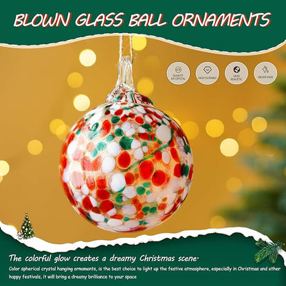 4" Blown Glass Gazing Ball Hanging Friendship Balls for Garden Patio Window Decoration Unique for Mom Wife