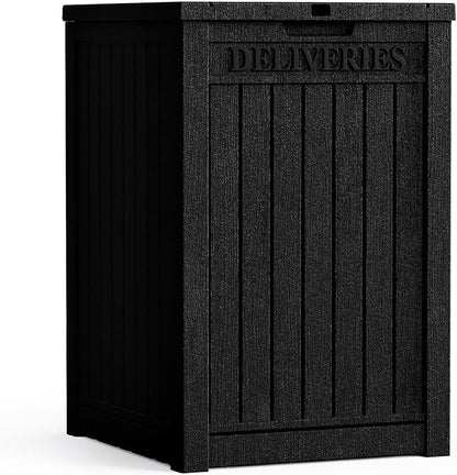 55GAL Black Outdoor Deck Box with Lock - SGS - Certified UV Protection, Weatherproof for All - Season Use, Great for Storing Tools and Small Items, Easy to Assemble
