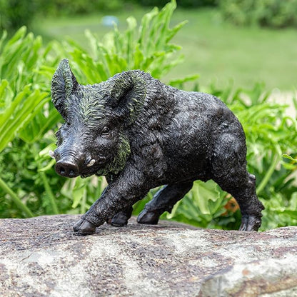 20.87 inch Wild Boar Statue Garden Decor. Durable Resin Outdoor Garden Sculpture and Yard Art Decoration. Suitable for Courtyard Lawns and Patios - Large Lifelike Animal Statue with Weather