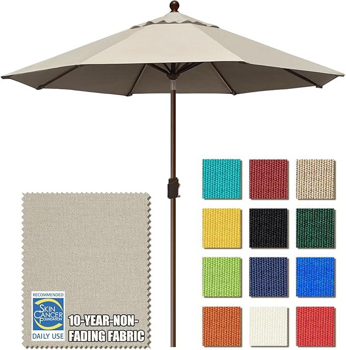 EliteShade USA 10-Year-Non-Fading 9Ft Market Umbrella Patio Umbrella Outdoor Table Umbrella with Ventilation, Antique Beige