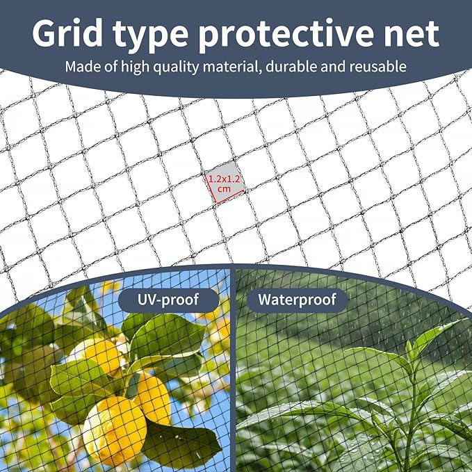 Koi Fish Pond Netting Shield 20ft x 30ft, Black Heavy Duty Pool Leaf net Cover, Protects Garden Pond from Heron,Birds,Cats & Predators Away, Durable & Stakes Included (Black)