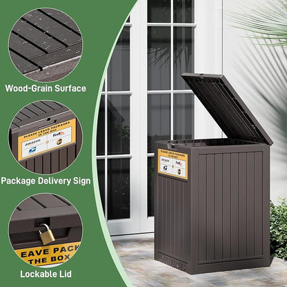 Package Delivery Box for Outside, Waterproof Outdoor Storage, Brown