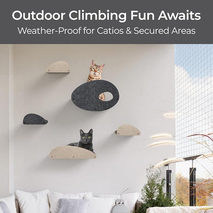 Accessory ADD-ON Curved Shelf Facade Covers Compatible with Cat Wall Shelves by Pryde Pets - 100% Sustainable PET Felt - Climber Sold Seperately - Cats Hammock Privacy and Safety Bumpers (Oatmeal)