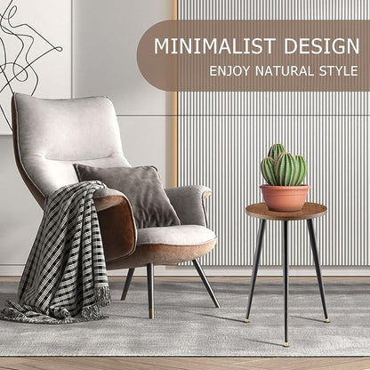 Tall Plant Stand Indoor, Mid Century Wood Plant Stand Plant Table for Flower Pots, Heavy Duty Metal Plant Holder, Modern Home Decor Small Round Side End Table (11.8"x20")