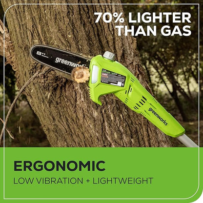 Greenworks 40V 8-Inch Cordless Polesaw, 2.0Ah Battery and Charger Included PS40B210