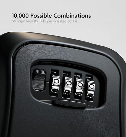 Iron Lock® Medium Wall Mount Combination Key Lock Box, Outdoor (Black) | Screw-in wall mount (4 screws + 4 anchors) — not magnetic, does not hang; weather-resistant zinc alloy, includes key hanger