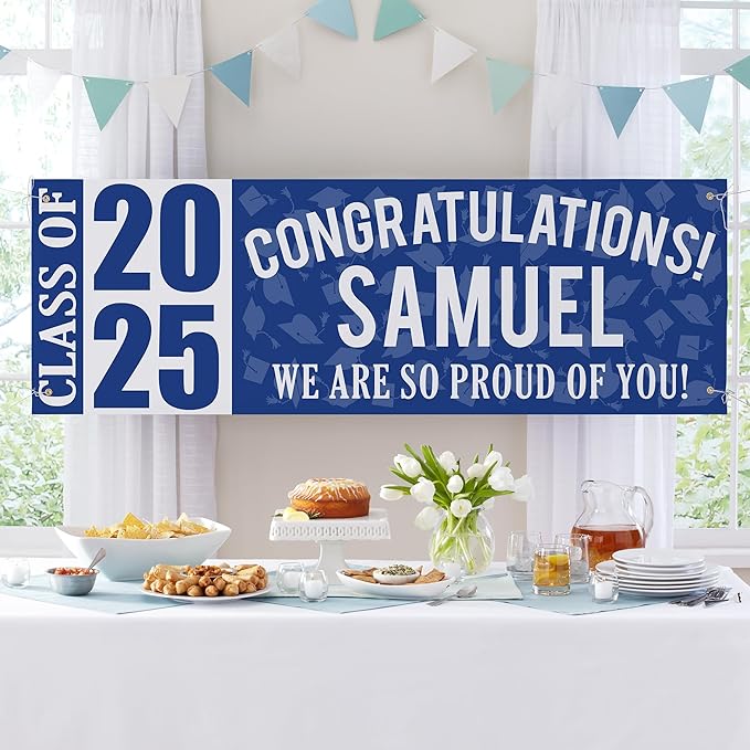 Let's Make Memories Personalized Graduation Banner Class of 2025 - Graduation Party Decorations - Congratulations Banner - Indoor/Outdoor Vinyl - Best in Class - Gold - 6 ft.