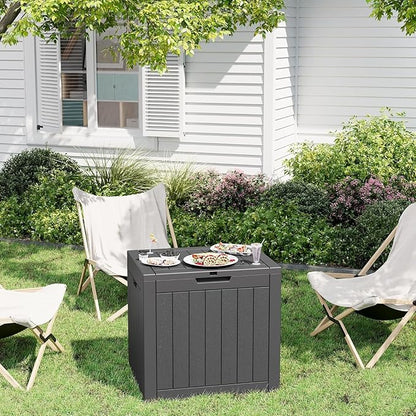 31 Gallon Outdoor Storage Box, Waterproof Resin Deck Box with Lockable Lid – Storage Cabinet for Patio Furniture, Pool Supplies, Garden Tools – Indoor & Outdoor Use(2Box/Set)
