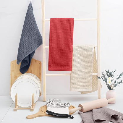 Homaxy 100% Cotton Waffle Weave Kitchen Towels, 3-Pack, Mixed Color | 13 x 28 Inches, Ultra Soft Absorbent Dish Towels, Quick Drying Cleaning Towels