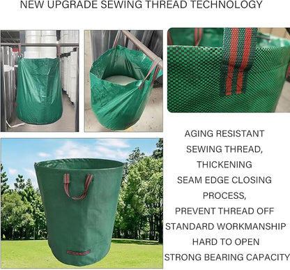 Reusable Yard Waste bags,Collapsible Leaf Bag with Gardening Gloves,Yard Debris Collapsible Bag With 4 Handles, for Leaves, Lawn Debris & Grass Clippings (80Gallon)