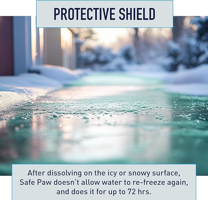 Safe Paw, Dog/Child/Plant Pet Safe Ice Melt with Traction Agent, 8lb, 100% Salt-Free/Chloride-Free, Non-Toxic, No Concrete Damage, Fast Acting, Lasts 3X Longer