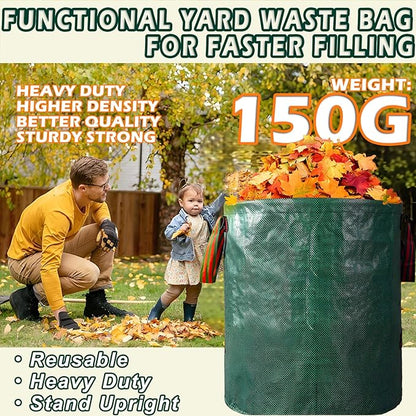 Reusable Yard Waste Bags, 72 Gallon Lawn and Leaf Bags, 6 Pack Garden Weed Heavy Duty with 4 Handles Standable&Collapsible Outdoor Trash Bags, Camping Yard Recycling Bags with 2 Pair of Gloves