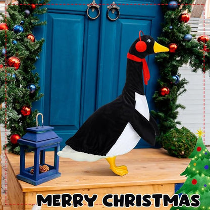 Outus Halloween Penguin Goose Outfits Funny Penguin Porch Goose Outfit 23 Inch Holiday Lawn Plastic Cement Geese Clothes for Halloween Christmas Yard Garden Outdoor Decor