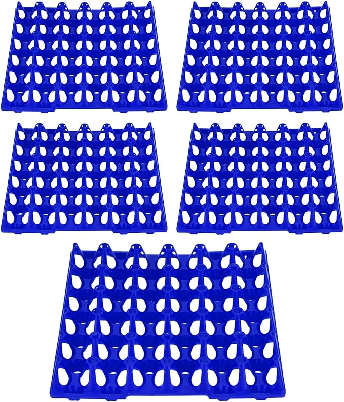 Egg Storage Tray Durable Stackable Egg Crate Holder for Home Farm Supplies 5PCS for Chicken Eggs, 11.3x11.1in (Blue)