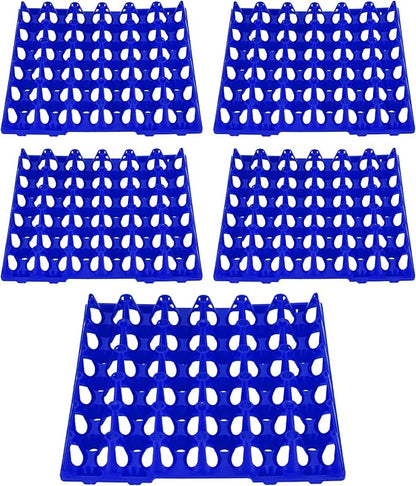 Egg Storage Tray Durable Stackable Egg Crate Holder for Home Farm Supplies 5PCS for Chicken Eggs, 11.3x11.1in (Blue)